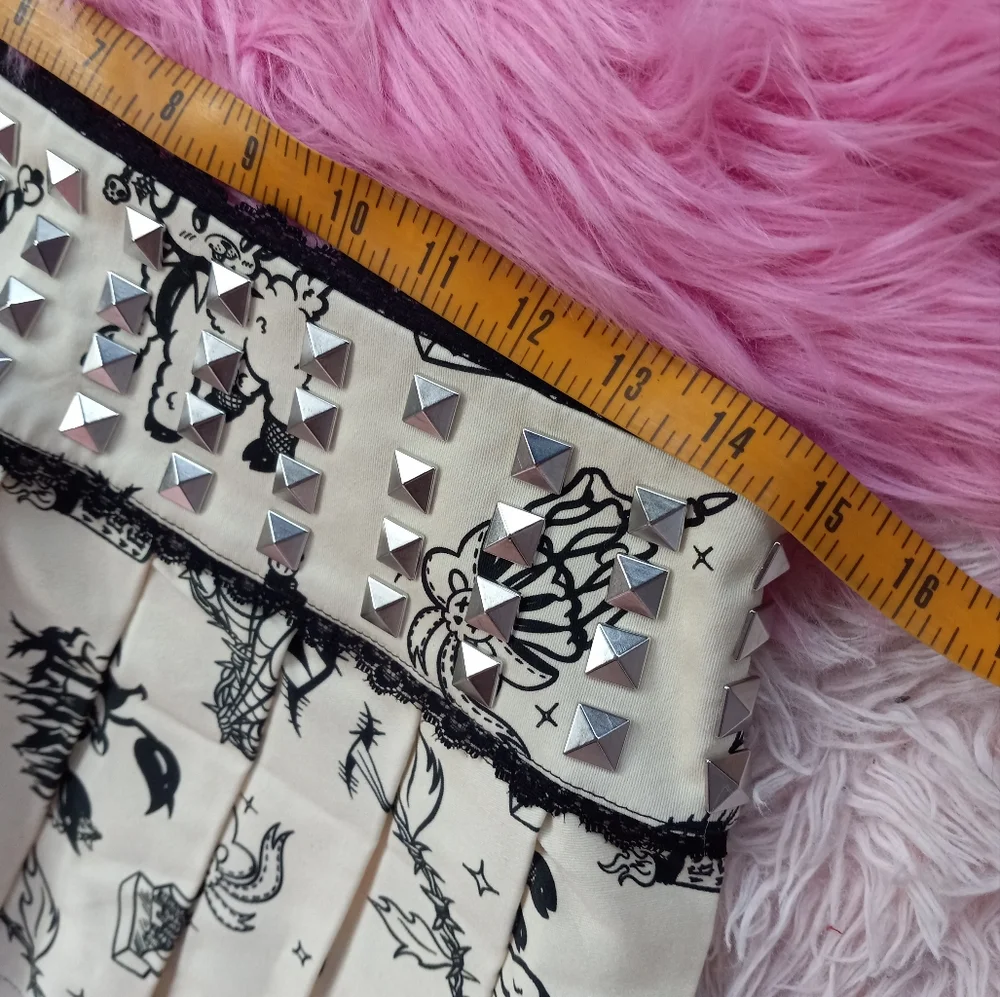 DK kawaii goth creepy cute dbl corset laced top & metal stud skirt set SOLD! - Picture 11 of 15